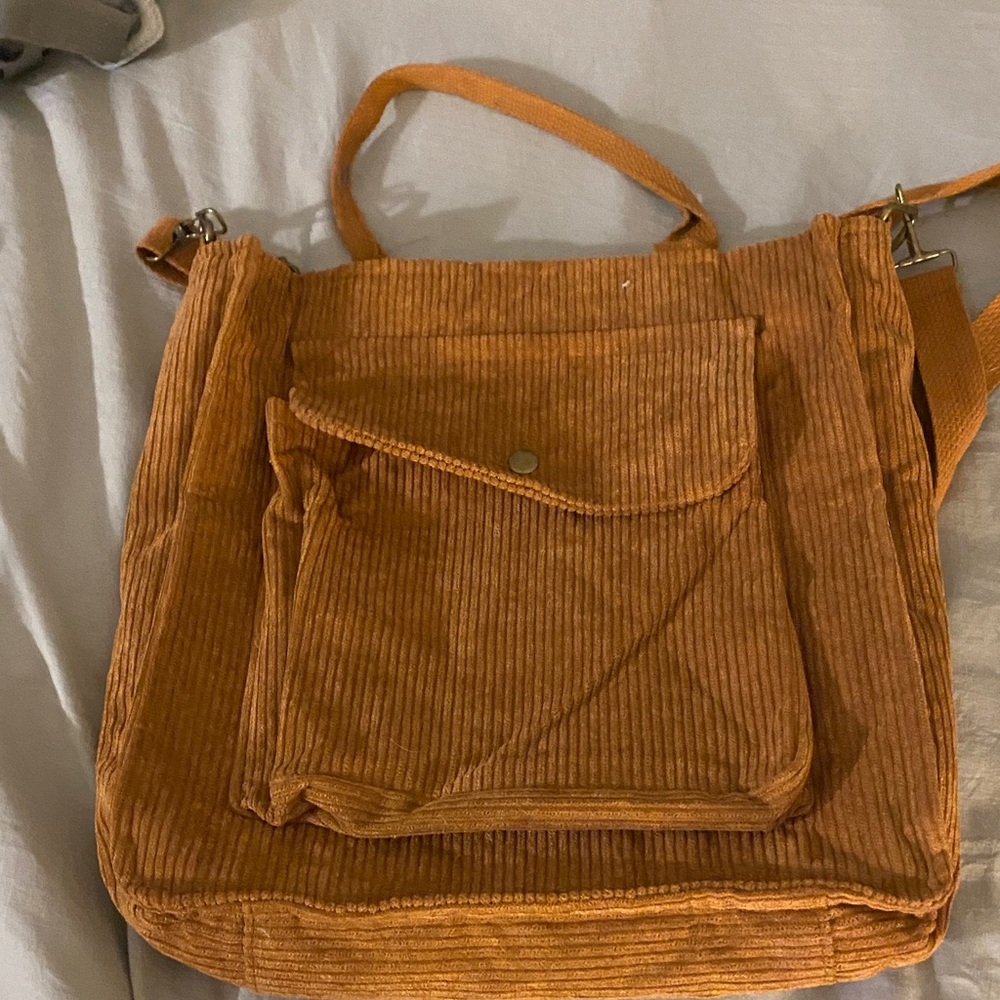 Corduroy Shoulder Bag in Rust